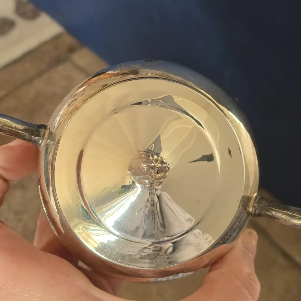 Silver Plated Sugar, Creamer and Covered Dish Set - Silver